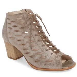 NWOB Paul Green Bali Lace-up Bootie Sandal In Smoke Leather, Size 7.5